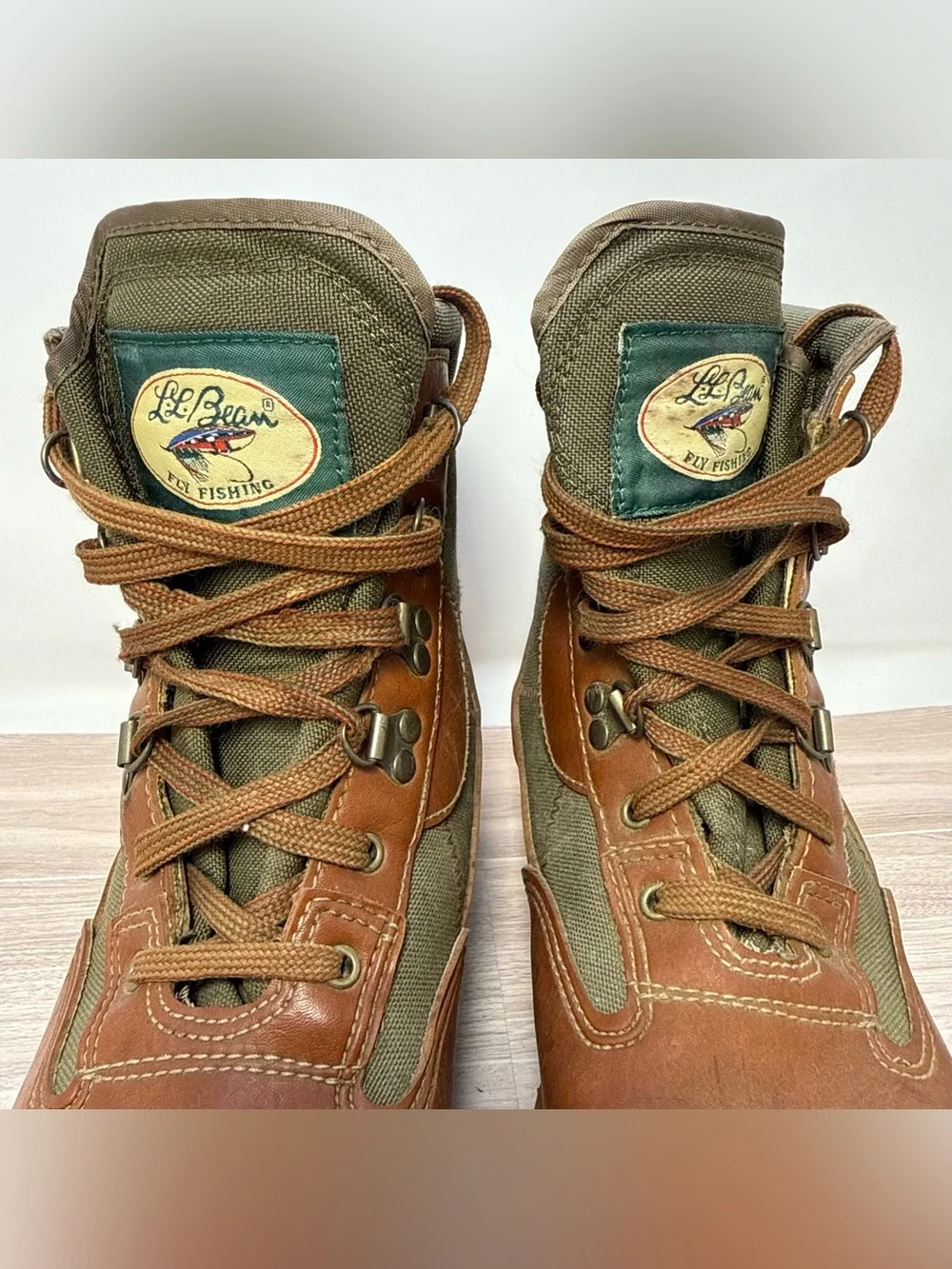 Vintage Men’s L.L.Bean Fly Fishing Angler Leather Wading Boots Size 9